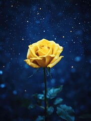 Wall Mural - Yellow Rose in Starry Sky