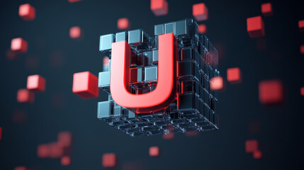 Wall Mural - Vector letter U logo. The logo is the letter U consists of cubes.