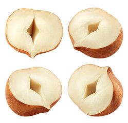 Wall Mural - hazelnut peeled, isolated on white background, full depth of field