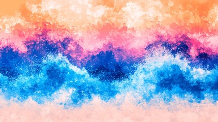 Wall Mural - Abstract watercolor painting in vibrant blues, pinks, and oranges.  A dreamy, colorful masterpiece.