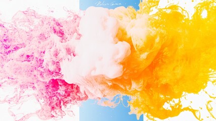 Wall Mural - Abstract image of vibrant pink, white, and orange paint swirling together. A beautiful explosion of color.