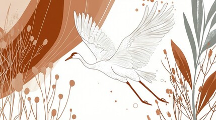 Wall Mural - a bird soars above a field of green grass and colorful flowers in the backdrop
