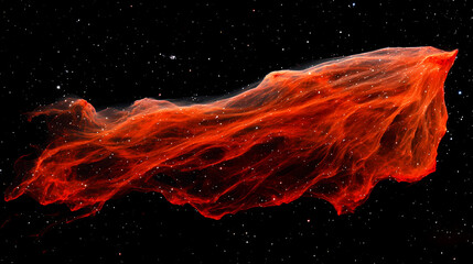 Wall Mural - Vibrant crimson nebula unfurls with wispy tendrils, illuminated by distant stars, set against a deep inky blackness, evoking a sense of cosmic wonder and mystery. Crimson Nebulas. Illustration