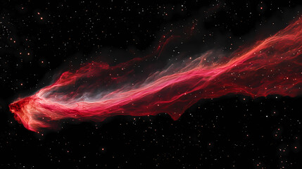 Wall Mural - Vibrant crimson nebula unfurls with wispy tendrils, illuminated by distant stars, set against a deep inky blackness, evoking a sense of cosmic wonder and mystery. Crimson Nebulas. Illustration