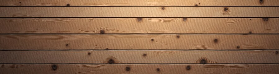 Fototapete - Rustic natural wooden texture background with light grain pattern. Brown wood planks, seamless maple panel for design, decoration. Banner panorama, old grunge, table surface, topview wall. Decorative