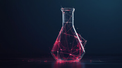 Wall Mural - a hologram of a chemical flask. a chemical flask of polygons, triangles of points and lines. chemist