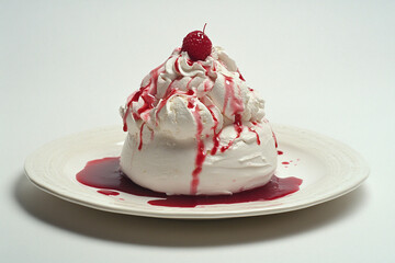 Wall Mural - Pavlova with berry sauce generative AI