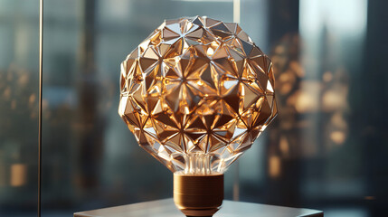 Wall Mural - hologram light bulb. a light bulb made of polygons, triangles, points, and lines. the idea is a low-
