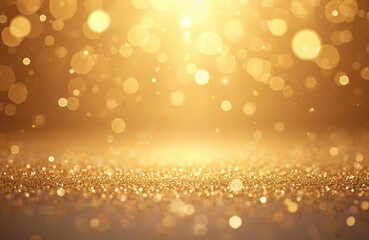 Aufkleber - Golden glitter illustration with bokeh effect. Blurred gold, light spots. Shiny texture, abstract festive bright luxury illumination, delicate twinkle, radiant brilliance with decorative pattern for
