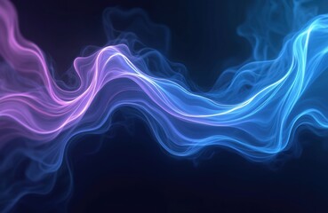 Aufkleber - Vivid electric blue, purple swirling smoke lines create dynamic abstract pattern. Dark background, neon glow, energy motion flowing light streaks. Mystical, futuristic, ethereal vapor mist, haze