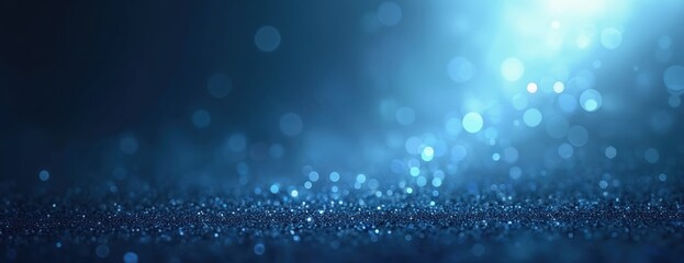 Leinwandbilder - Dark blue gradient blurred background with light spot and sparkles. Glistering texture with bokeh effect, soft focus, bright shiny festive look. Great backdrop for Christmas designs.