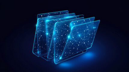 Wall Mural - hologram folder pictures. folder pictures made of polygons, triangles, dots, and lines. low-poly fol