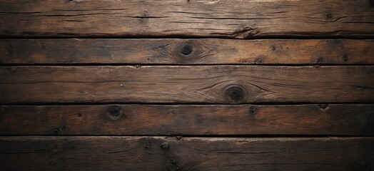 Fototapete - Rustic dark grunge wooden planks banner. Old brown timber texture wood background with aged surface, vintage decorative elements, cracks. Perfect for table top, wall, floor design.
