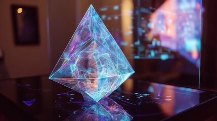 Wall Mural - hologram medical history. the medical history consists of polygons, triangles of dots and lines. med