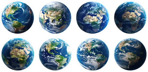 Canvas Print - png multiple earth views from space, element set on transparent background