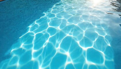 Leinwandbilder - Surface of water in swimming pool. Blue water texture, vibrant summer mood. Light reflects, creates abstract rippled pattern. Clear, transparent, cool turquoise liquid for summer vacation mood.