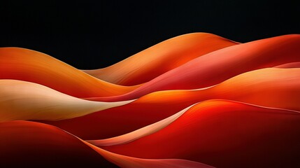 Wall Mural -   A close-up of a painting of a red and yellow wavy pattern on a black background