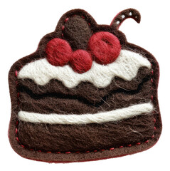 Wall Mural - PNG Felt stickers of a single chocolate cake dessert torte cream.