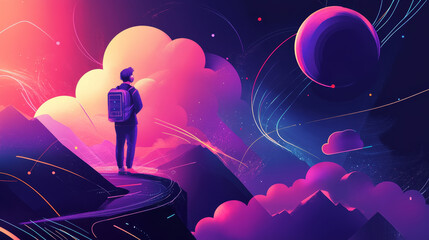 Wall Mural - cloud storage and digital data transmission security posters for internet communication technology. 