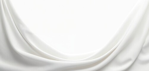 Poster - Abstract white fabric background. Smooth elegant silk satin texture with copy space for text and design. Soft textile waves flow gently. Luxurious cloth material for fashion, wedding concept.