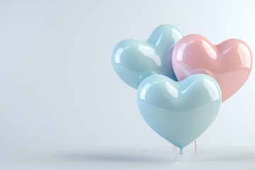 Wall Mural - three hearts made of balloons are arranged in a row