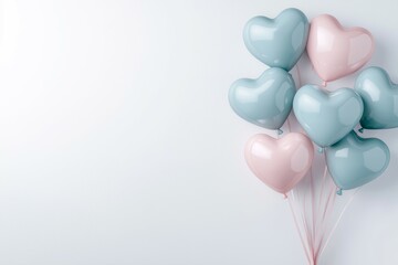 Wall Mural - bunch of balloons with pink and blue hearts