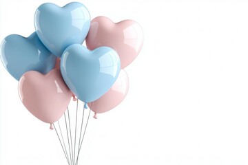 Wall Mural - bunch of balloons with pink and blue hearts are tied together