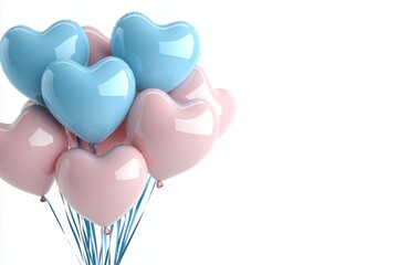Wall Mural - bunch of pink and blue balloons in the shape of hearts