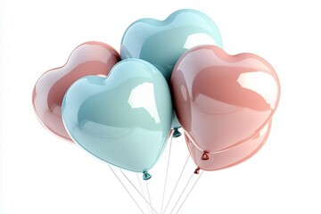 Wall Mural - bunch of balloons with hearts on them