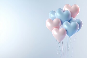 Wall Mural - bunch of balloons with pink and blue hearts are floating in the air