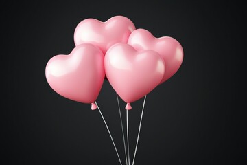 Wall Mural - bunch of pink balloons with hearts on them