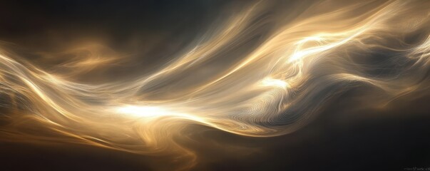 Wall Mural - abstract golden light swirls on dark background