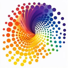 Wall Mural - a colorful halftone pattern of dots with an abstract perspective on a white background