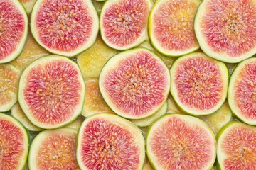 Wall Mural - Fig pieces on a fruit backdrop Sliced fruit pattern