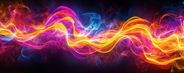 Wall Mural - vibrant abstract energy waves in dynamic neon colors