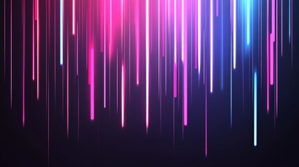 Wall Mural - abstract background with falling neon light streaks, glowing blue and pink vector illustration