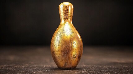 Wall Mural - An old bowling pin with a tarnished surface, presented in dramatic lighting, capturing every scratch and dent as a testament to its storied history