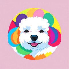 Sticker - Joyful Bichon Frise in a Rainbow Pop Art Style