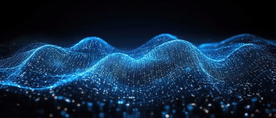 Abstract Blue Digital Waveform Grid Pattern