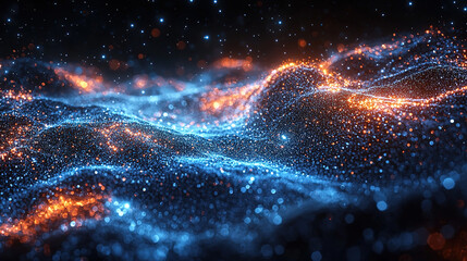 Abstract technology particles mesh background, showcasing digital flow and network connections in a modern and high-tech visual style.
