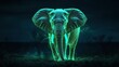 © SlashStd - Glowing elephant, African savanna night, energy, wildlife conservation
