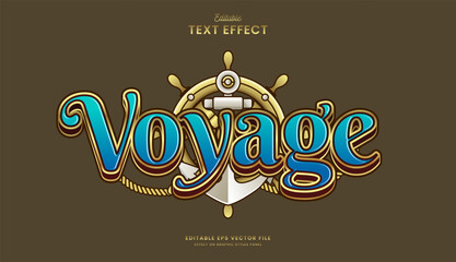 Wall Mural - decorative voyage ship wheel editable text effect design