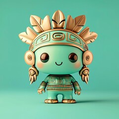 Wall Mural - Adorable 3D Render of a Mayan-Inspired Cartoon Character