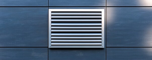 Aufkleber - Metal ventilation grille providing fresh air in a modern building with blue tiled wall