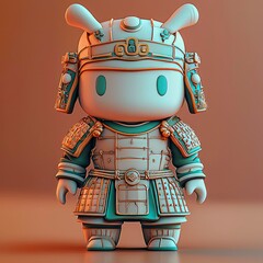 Wall Mural - Cute Samurai Warrior Robot 3D Render