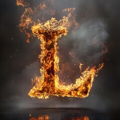 Aufkleber - The letter l blazing in flames, symbolizing strength and energy