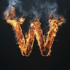 Aufkleber - Burning letter w forming from fire and smoke on dark background