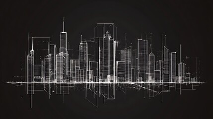 Canvas Print - Abstract city skyline drawing