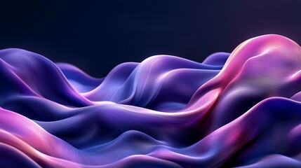Wall Mural - a vibrant, abstract portrayal of flowing fabric-like waves in shades of purple, blue, and pink, crea