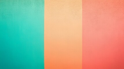 Wall Mural - A vibrant, textured background features three vertical stripes in teal, peach, and coral, creating a colorful and modern visual aesthetic.